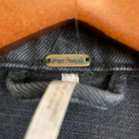 Free People Denim Moto Jacket Womens Small Black Oversized Corset Lace-Up Sides - Picture 5 of 16